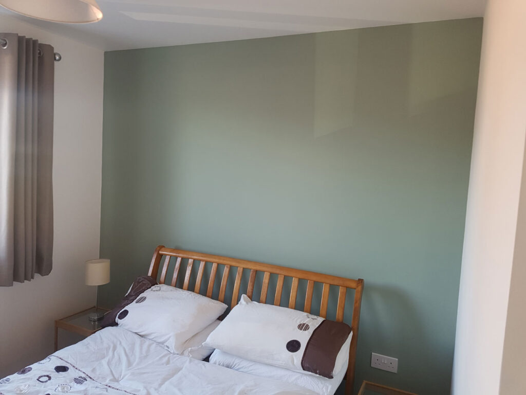 Green painted bedroom, Derby