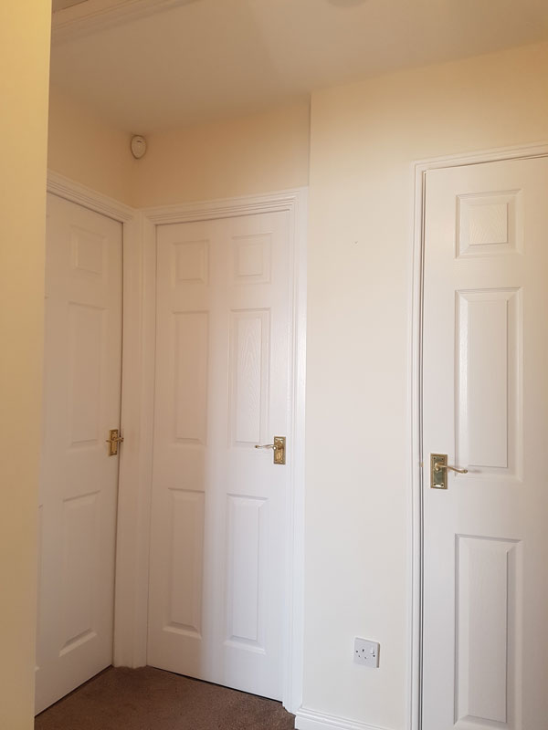 Newly painted landing doors, Derby
